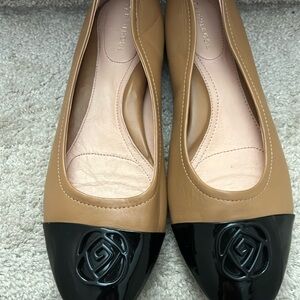 Taryn Rose Penelope Butter Nappa Leather Ballet Flat Black Brown Womens Size 8.5